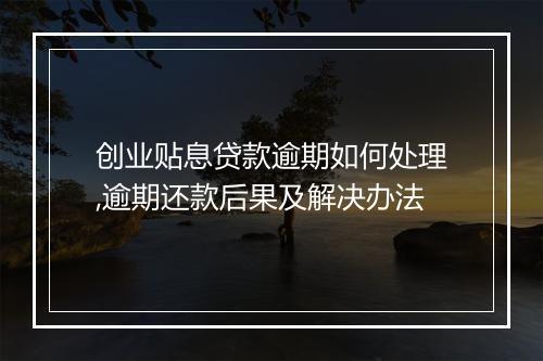 创业贴息贷款逾期如何处理,逾期还款后果及解决办法