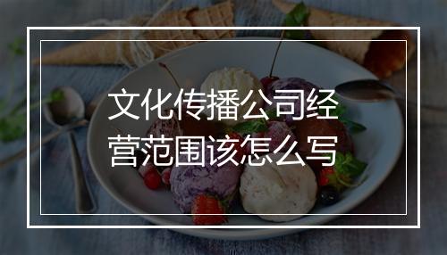 文化传播公司经营范围该怎么写