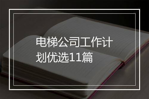 电梯公司工作计划优选11篇