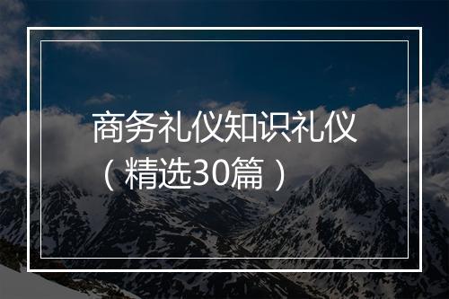 商务礼仪知识礼仪（精选30篇）