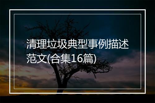 清理垃圾典型事例描述范文(合集16篇)