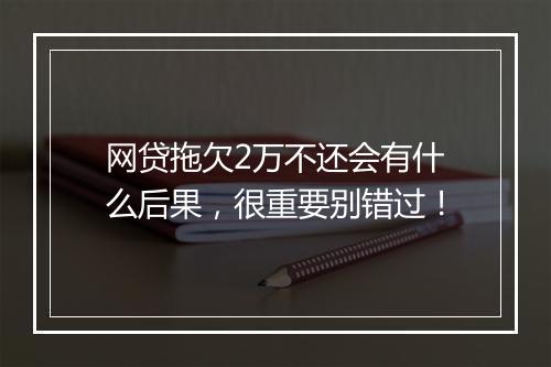 网贷拖欠2万不还会有什么后果，很重要别错过！