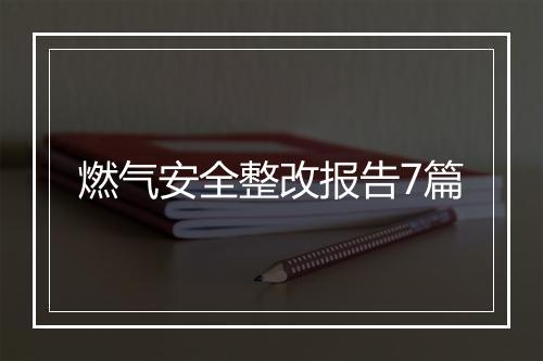 燃气安全整改报告7篇