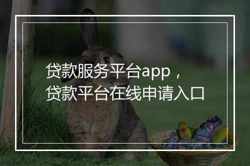 贷款服务平台app，贷款平台在线申请入口