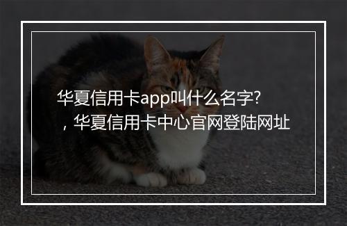 华夏信用卡app叫什么名字?，华夏信用卡中心官网登陆网址