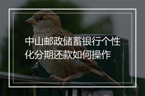 中山邮政储蓄银行个性化分期还款如何操作