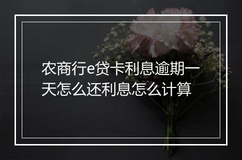 农商行e贷卡利息逾期一天怎么还利息怎么计算