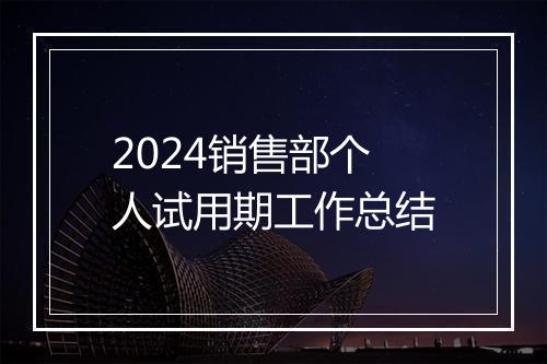 2024销售部个人试用期工作总结