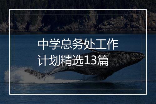 中学总务处工作计划精选13篇