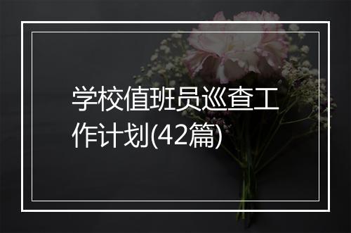 学校值班员巡查工作计划(42篇)