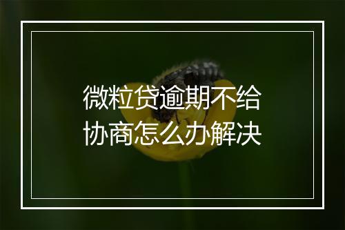 微粒贷逾期不给协商怎么办解决