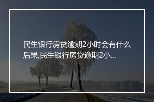 民生银行房贷逾期2小时会有什么后果,民生银行房贷逾期2小时会影响信用吗