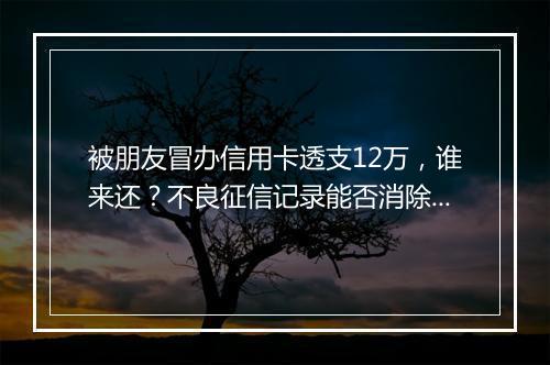 被朋友冒办信用卡透支12万，谁来还？不良征信记录能否消除？