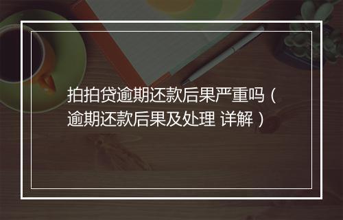 拍拍贷逾期还款后果严重吗（逾期还款后果及处理 详解）