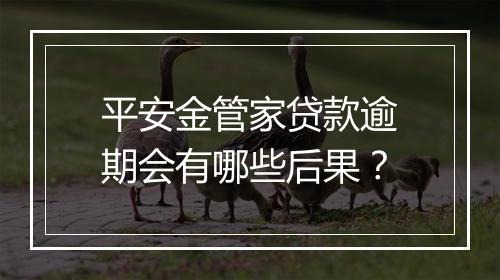 平安金管家贷款逾期会有哪些后果？