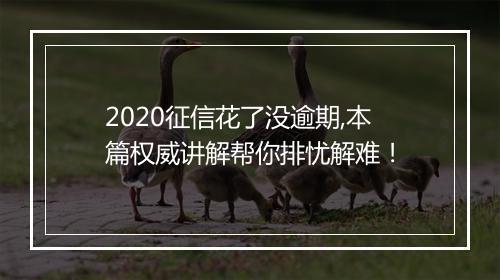 2020征信花了没逾期,本篇权威讲解帮你排忧解难！