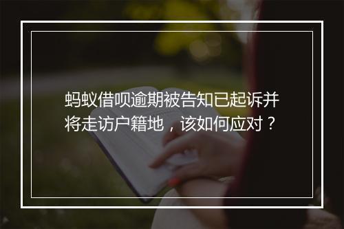 蚂蚁借呗逾期被告知已起诉并将走访户籍地，该如何应对？