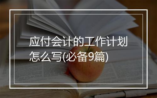 应付会计的工作计划怎么写(必备9篇)