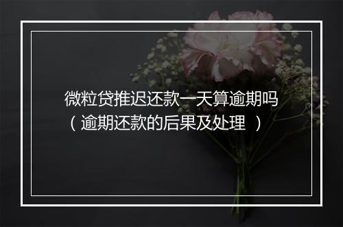 微粒贷推迟还款一天算逾期吗（逾期还款的后果及处理 ）