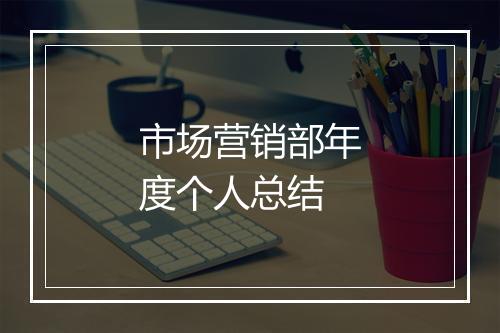 市场营销部年度个人总结