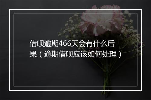 借呗逾期466天会有什么后果（逾期借呗应该如何处理）
