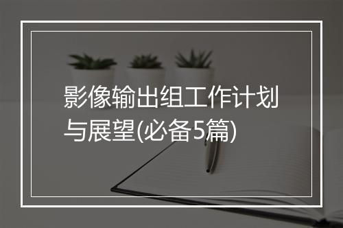 影像输出组工作计划与展望(必备5篇)