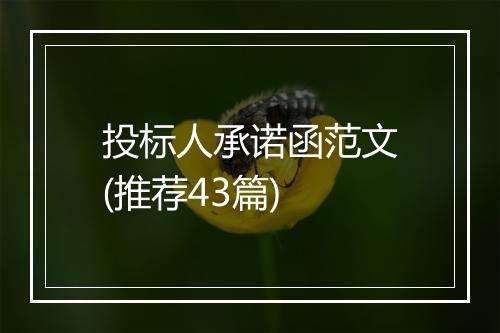 投标人承诺函范文(推荐43篇)