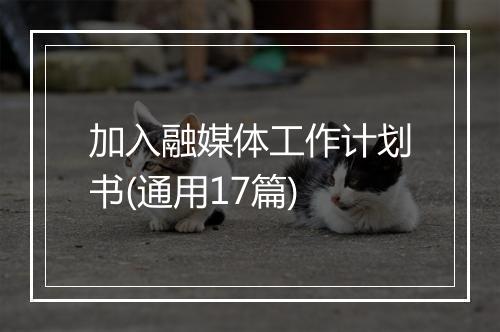 加入融媒体工作计划书(通用17篇)