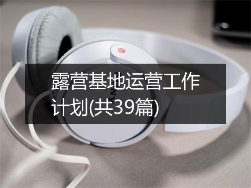 露营基地运营工作计划(共39篇)