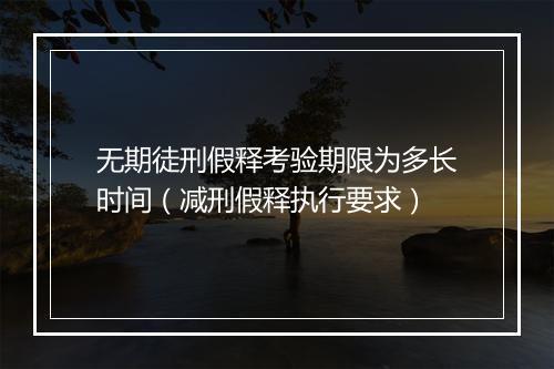无期徒刑假释考验期限为多长时间（减刑假释执行要求）