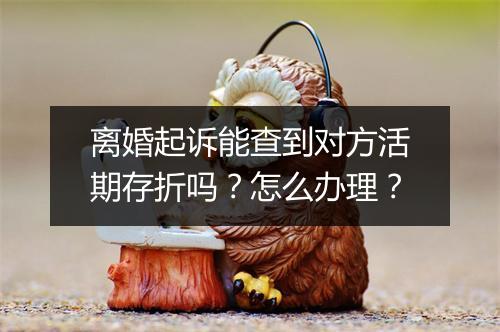 离婚起诉能查到对方活期存折吗？怎么办理？