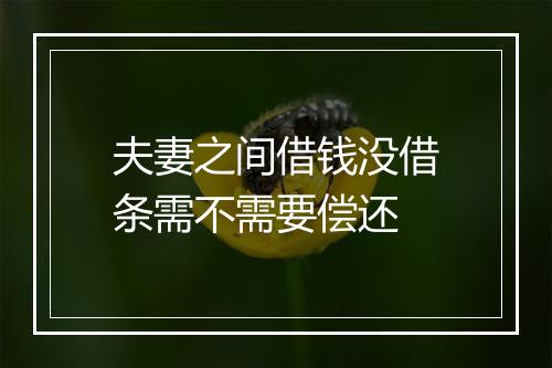夫妻之间借钱没借条需不需要偿还