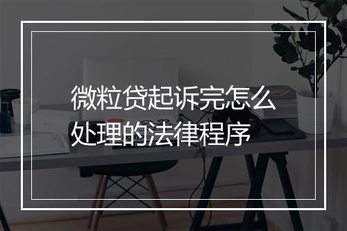 微粒贷起诉完怎么处理的法律程序