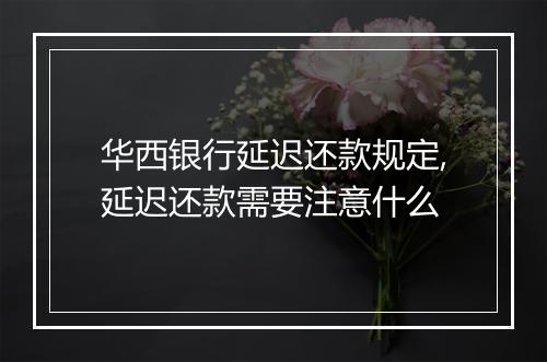 华西银行延迟还款规定,延迟还款需要注意什么