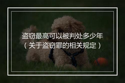 盗窃最高可以被判处多少年（关于盗窃罪的相关规定）