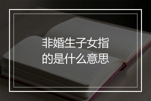 非婚生子女指的是什么意思