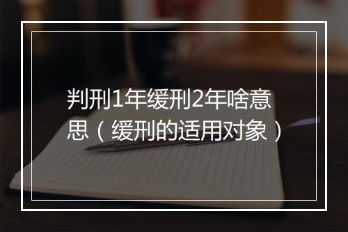 判刑1年缓刑2年啥意思（缓刑的适用对象）