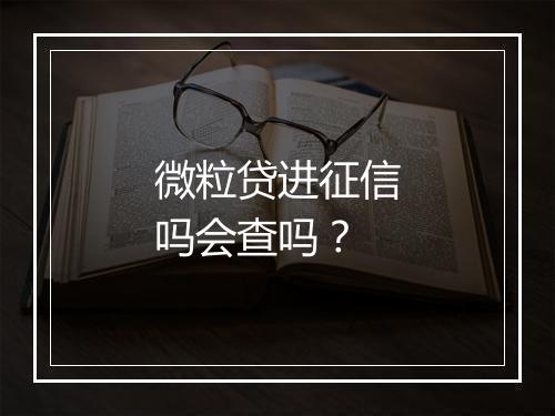 微粒贷进征信吗会查吗？