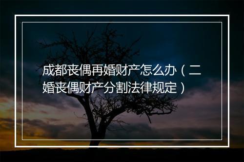 成都丧偶再婚财产怎么办（二婚丧偶财产分割法律规定）