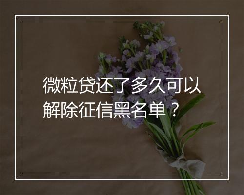 微粒贷还了多久可以解除征信黑名单？