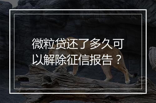 微粒贷还了多久可以解除征信报告？