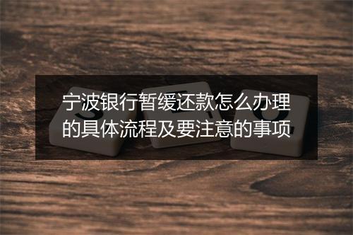 宁波银行暂缓还款怎么办理的具体流程及要注意的事项