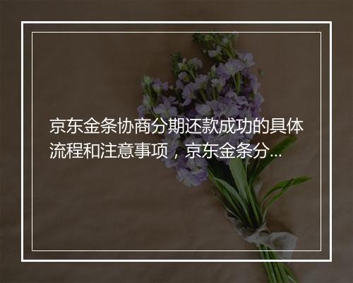 京东金条协商分期还款成功的具体流程和注意事项，京东金条分期还款的优势和