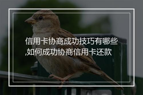 信用卡协商成功技巧有哪些,如何成功协商信用卡还款