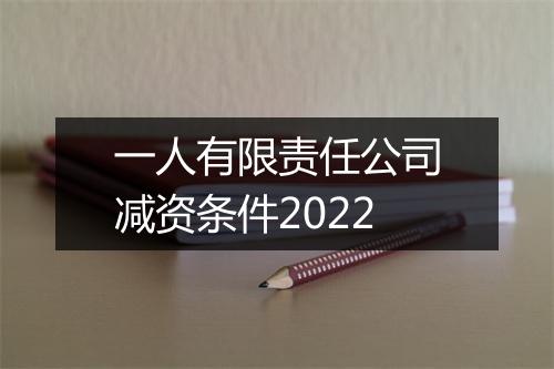 一人有限责任公司减资条件2022