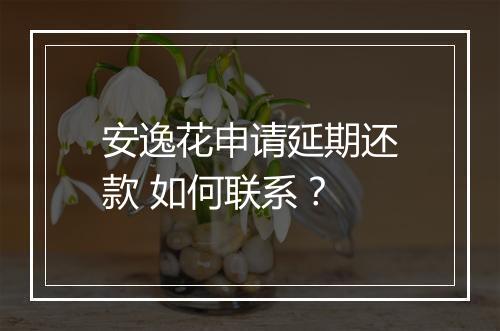 安逸花申请延期还款 如何联系？