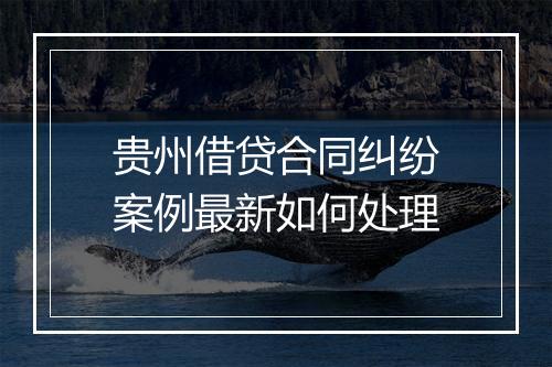 贵州借贷合同纠纷案例最新如何处理