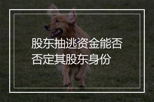 股东抽逃资金能否否定其股东身份