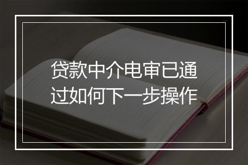 贷款中介电审已通过如何下一步操作