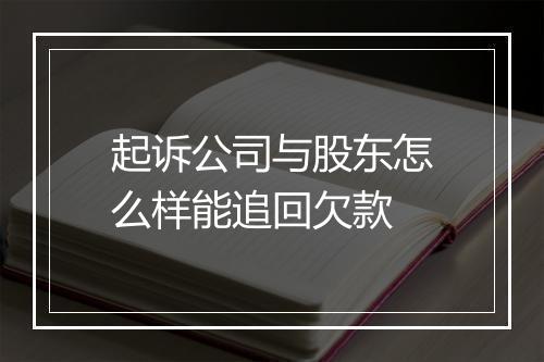 起诉公司与股东怎么样能追回欠款